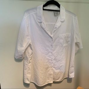 Vintage Crop Short Sleeve Button Up in White